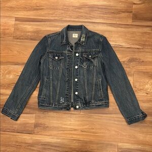 GAP Blue Denim Jacket with Floral Detail
